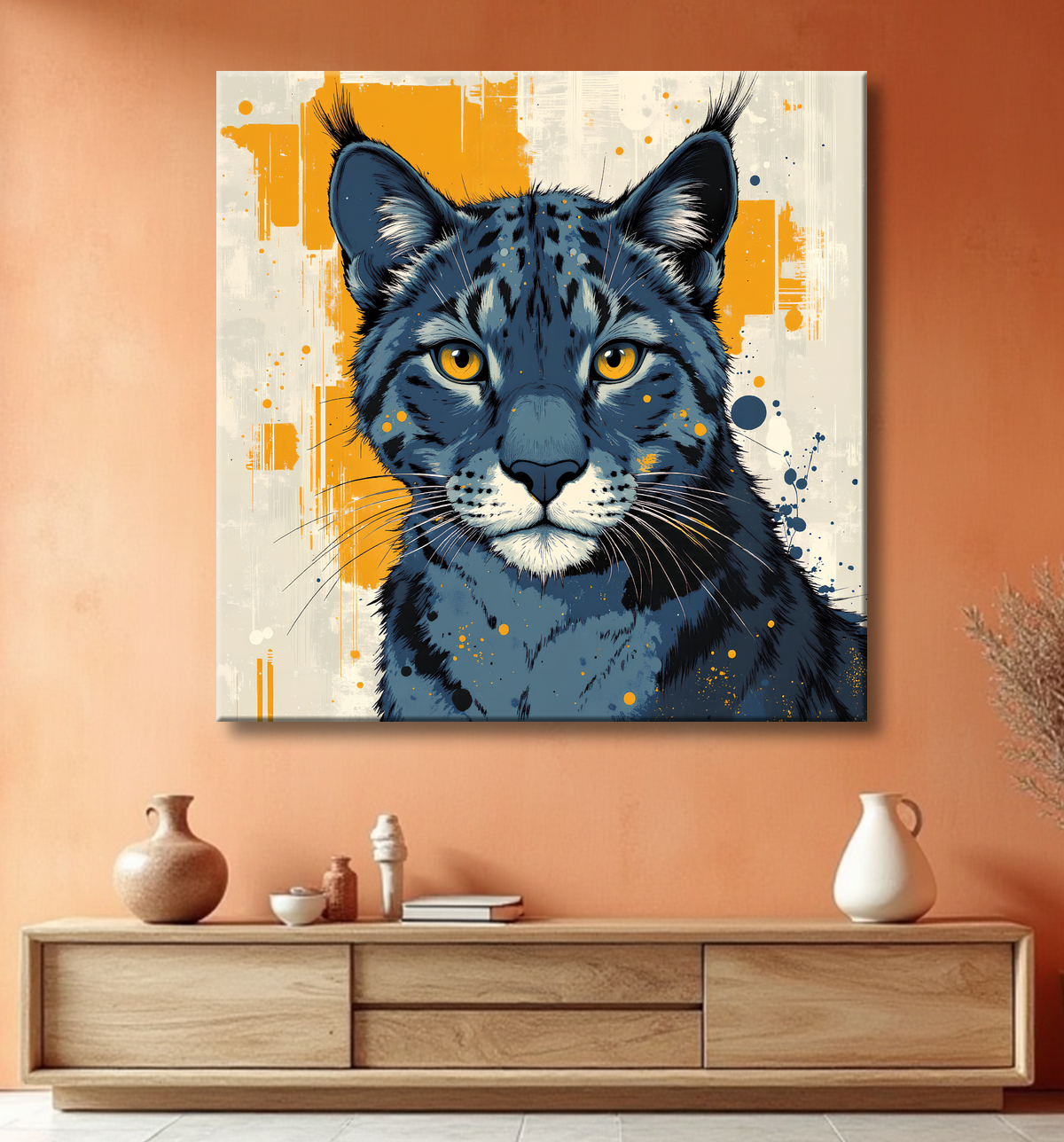 Tableau d'un Lynx style peinture moderne avec decor