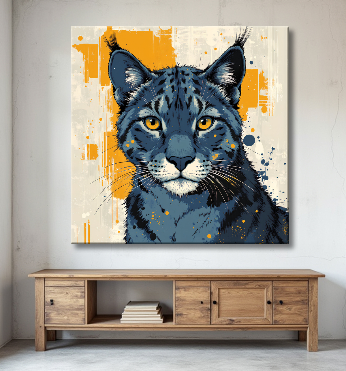 Tableau d'un Lynx style peinture moderne avec decor