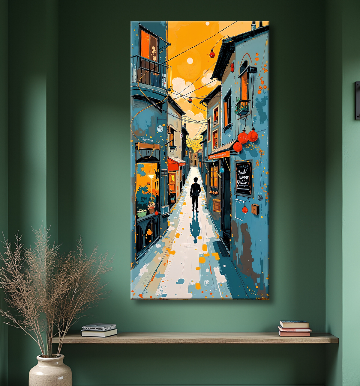 Tableau de paysage moderne et coloré avec decor