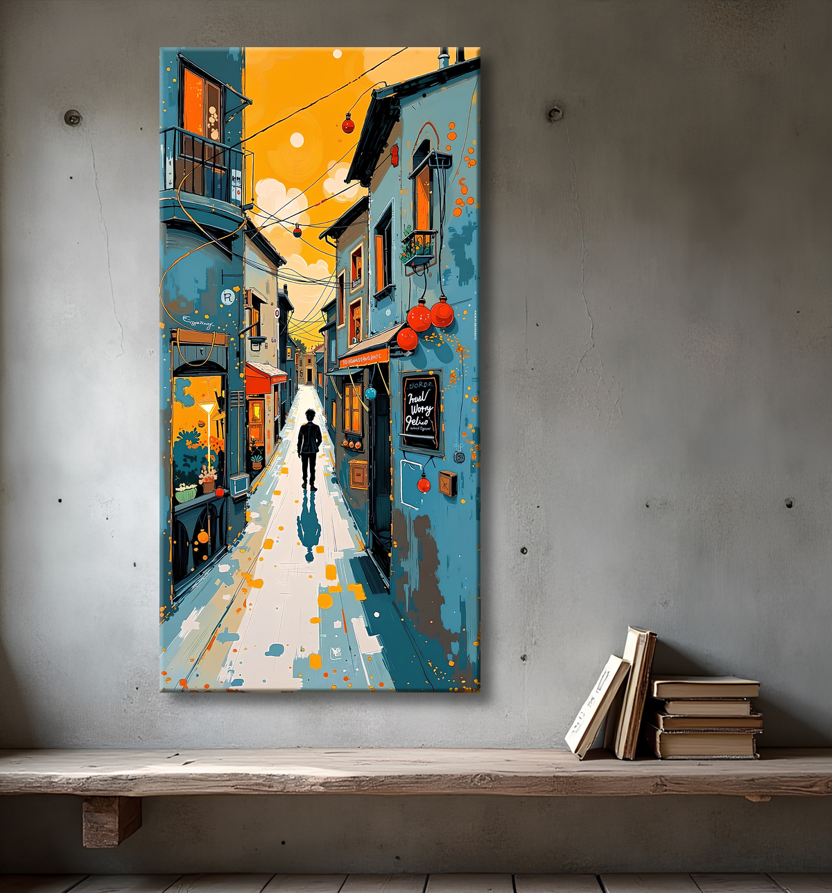 Tableau de paysage moderne et coloré avec decor