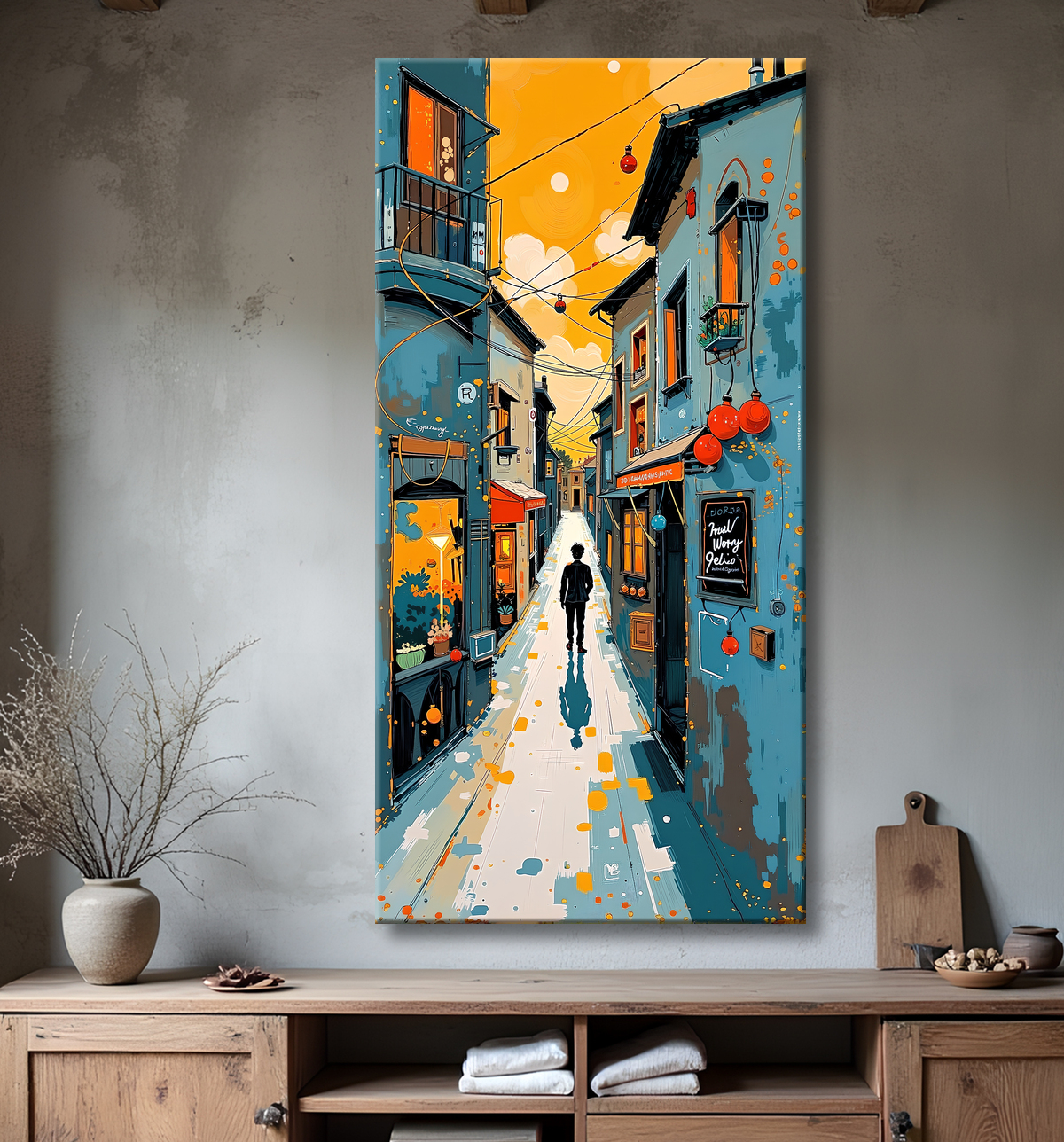 Tableau de paysage moderne et coloré avec decor