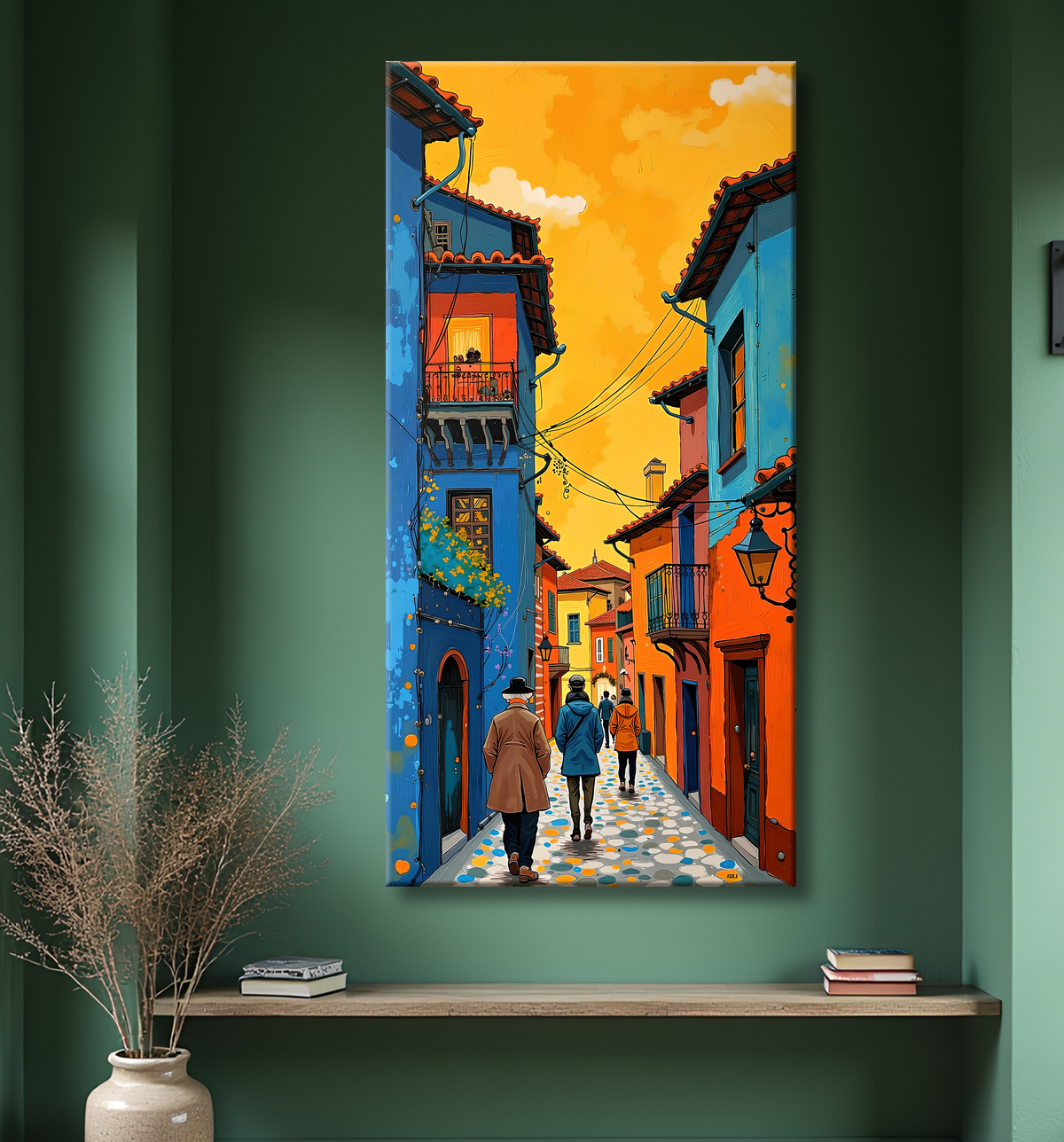 Tableau de paysage moderne et coloré avec decor