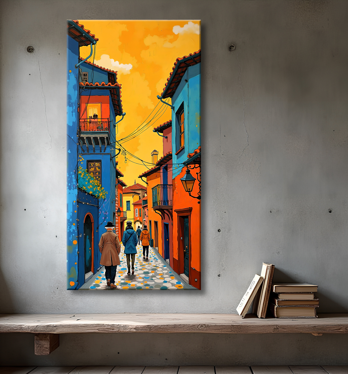 Tableau de paysage moderne et coloré avec decor