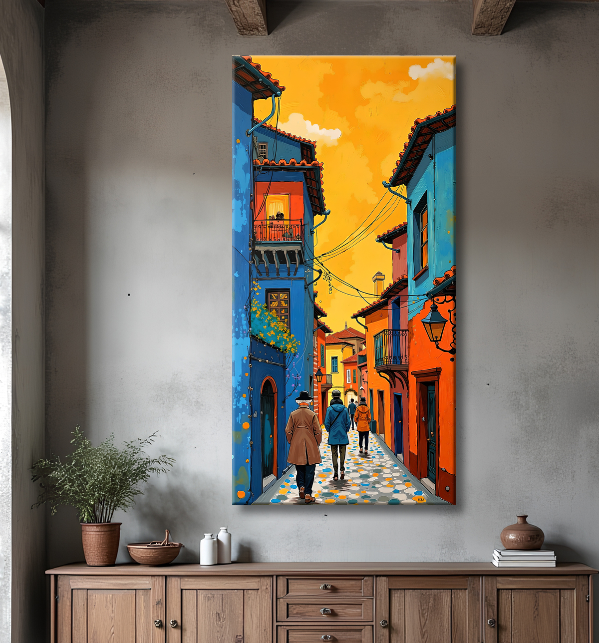 Tableau de paysage moderne et coloré avec decor