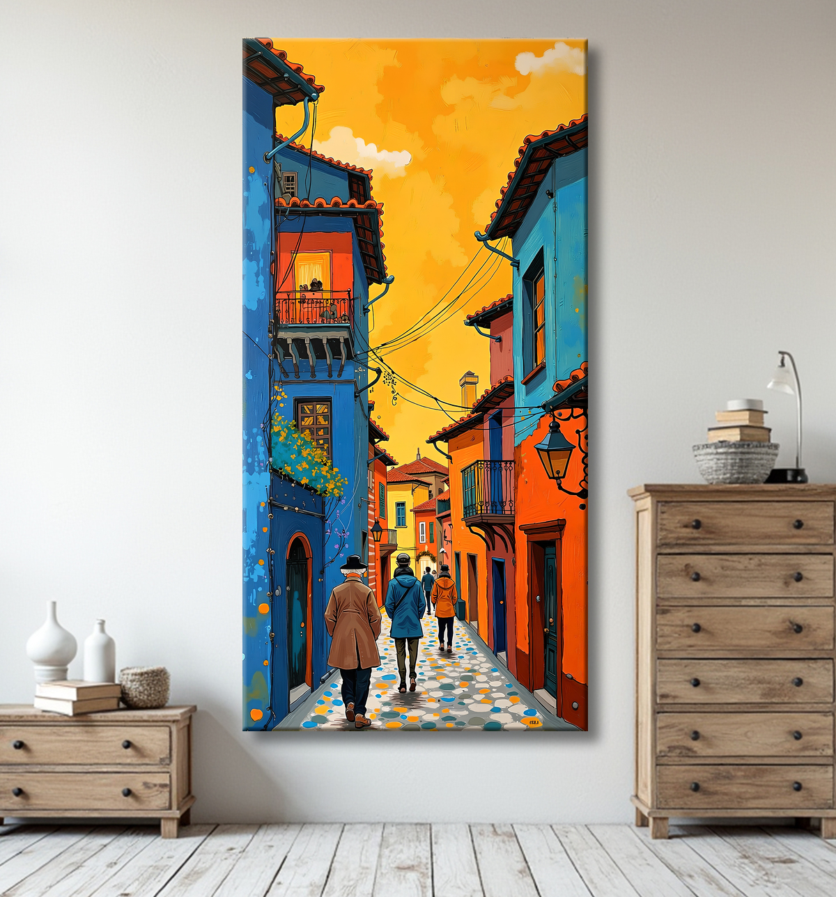 Tableau de paysage moderne et coloré avec decor
