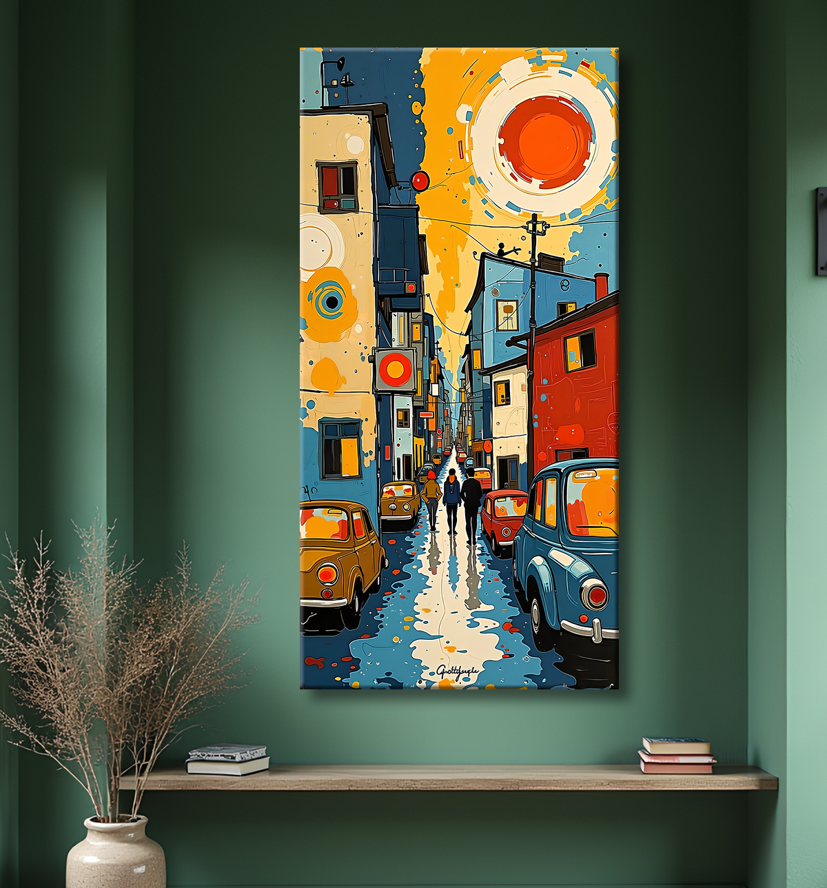 Tableau de paysage moderne et coloré avec decor