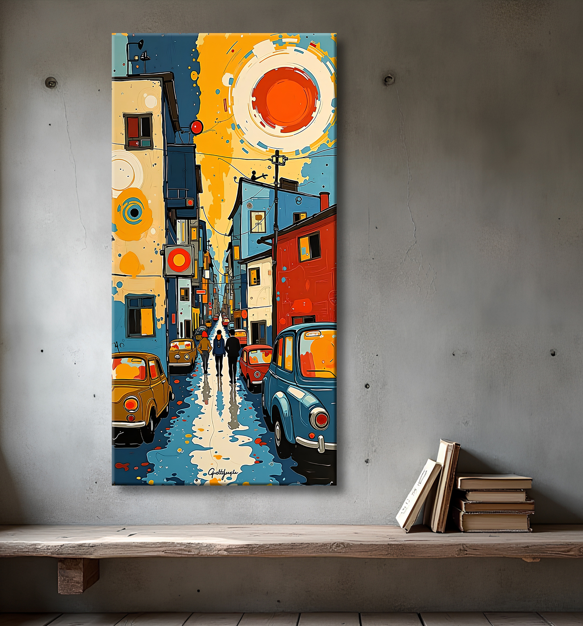 Tableau de paysage moderne et coloré avec decor