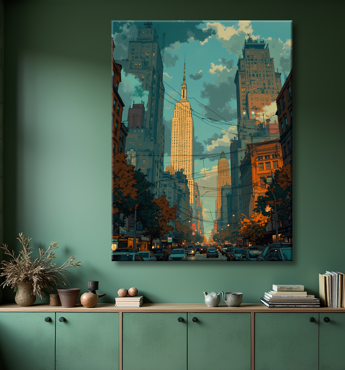 Tableau de Paris SF futuriste avec decor