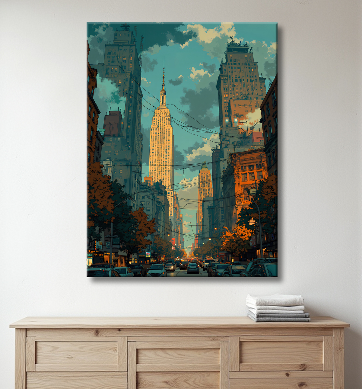 Tableau de Paris SF futuriste avec decor