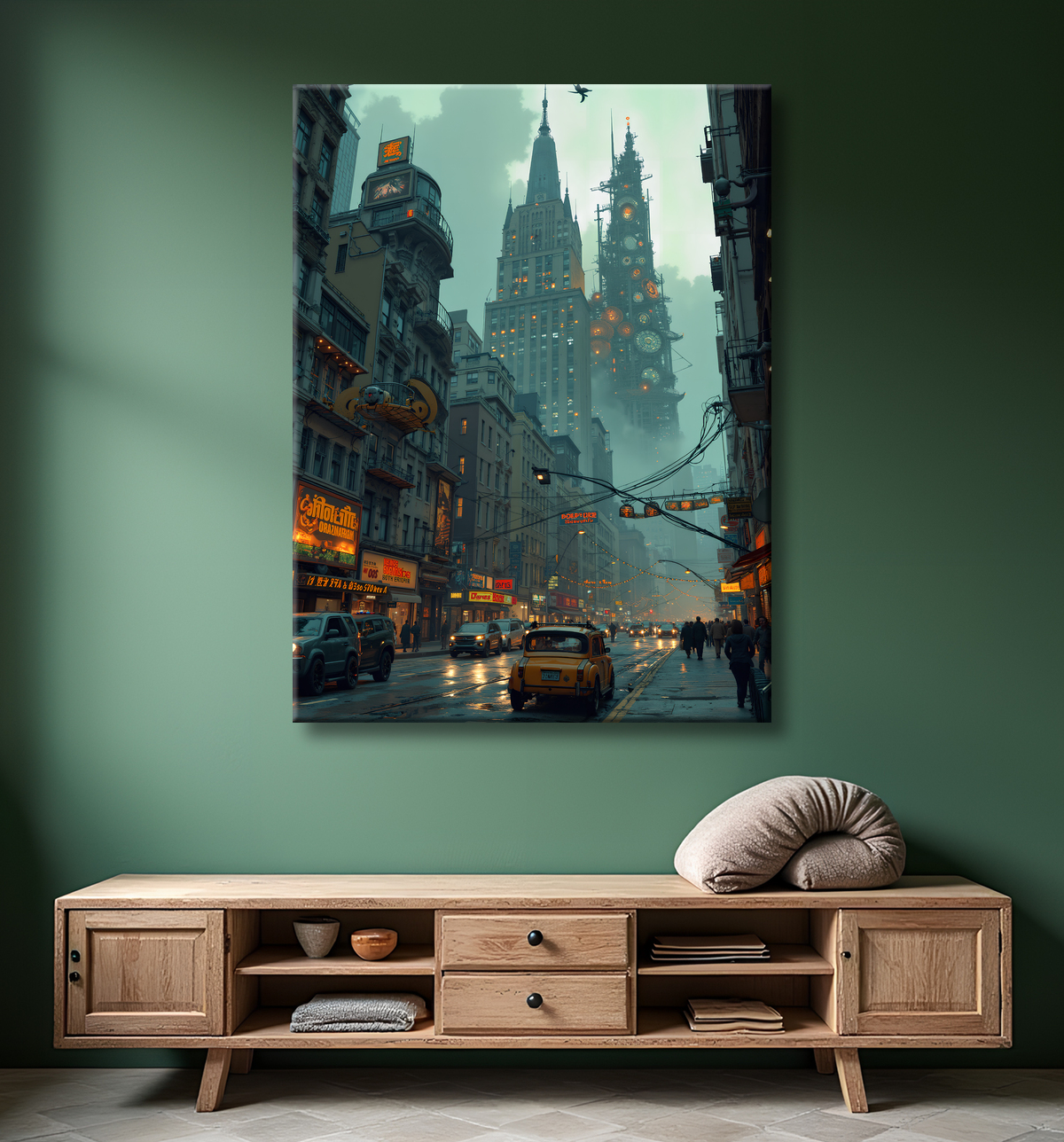 Tableau New York futriste, version SF avec decor