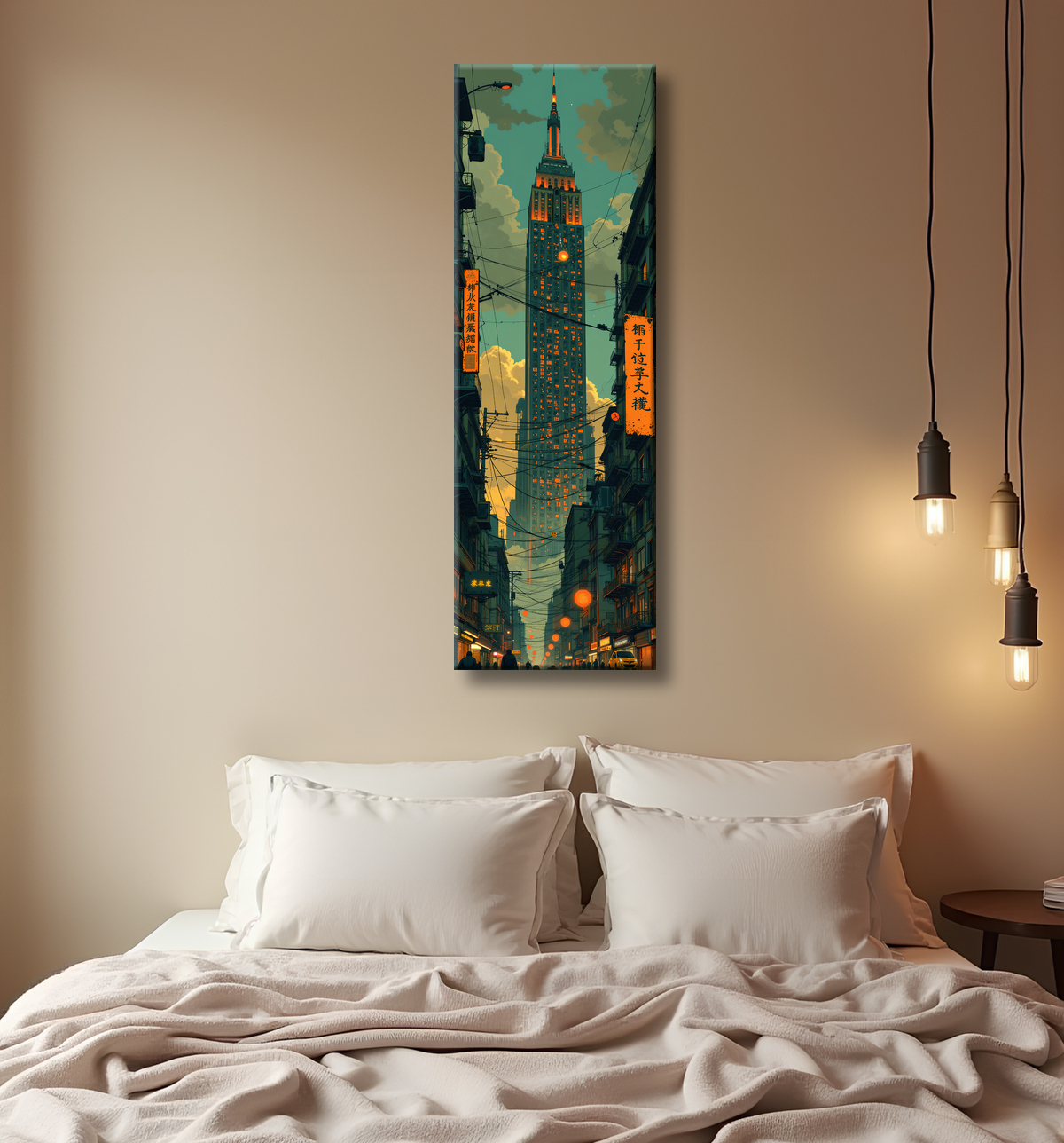 Tableau New York futriste, version SF avec decor