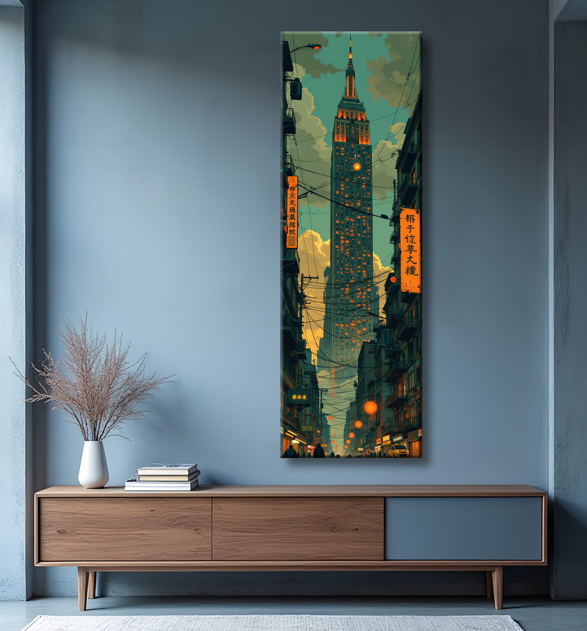 Tableau New York futriste, version SF avec decor