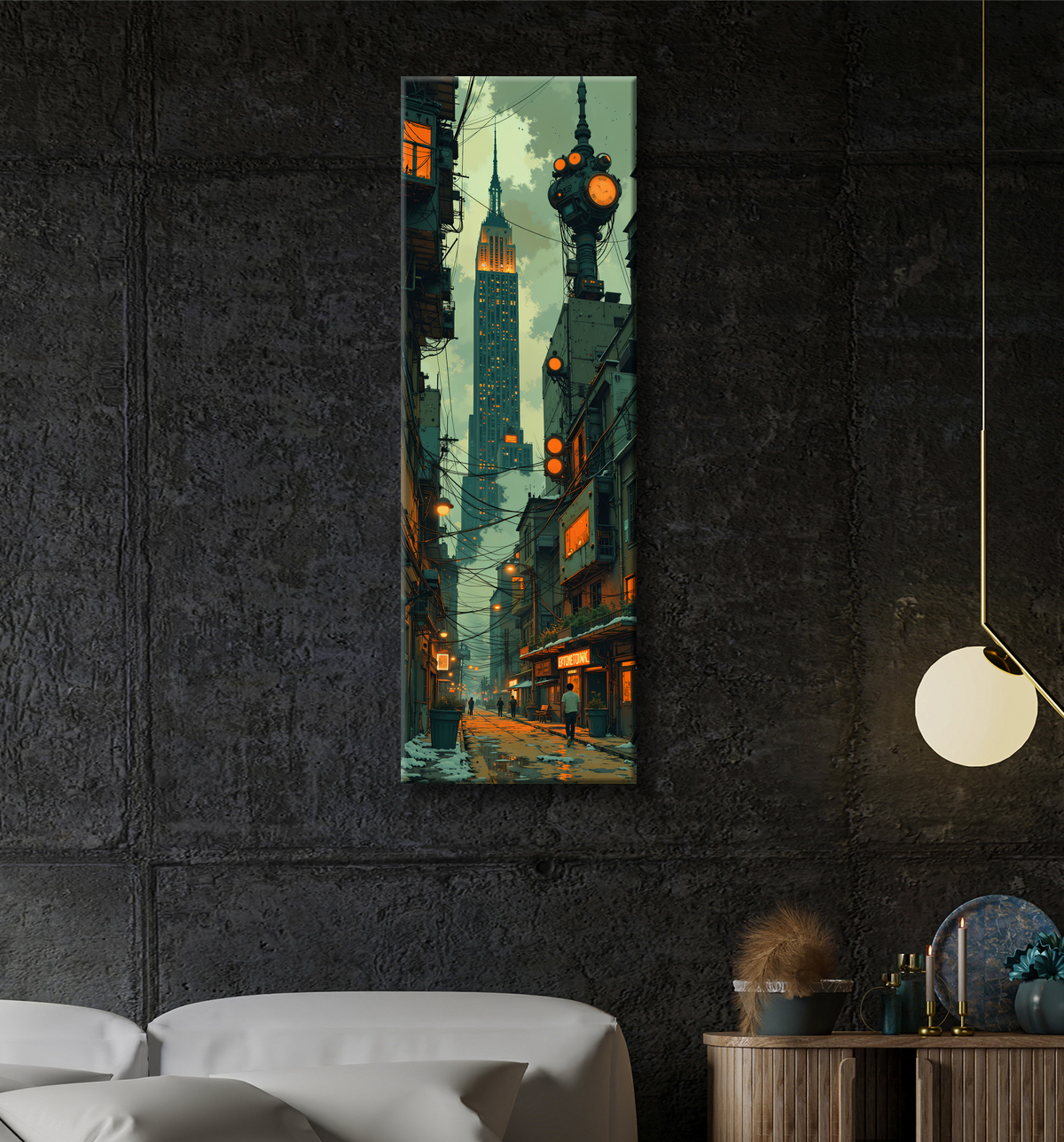 Tableau New York futriste, version SF avec decor