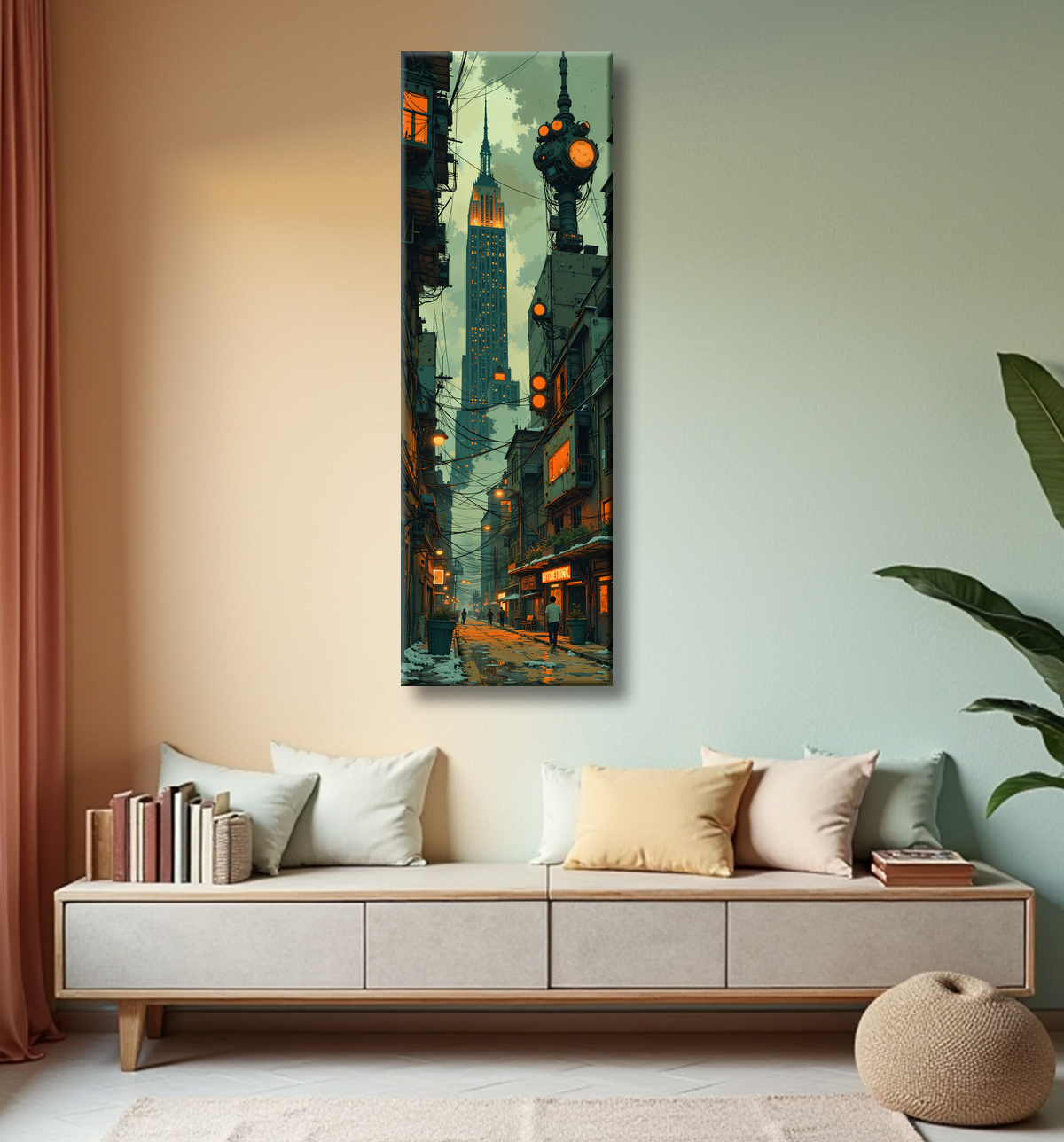 Tableau New York futriste, version SF avec decor