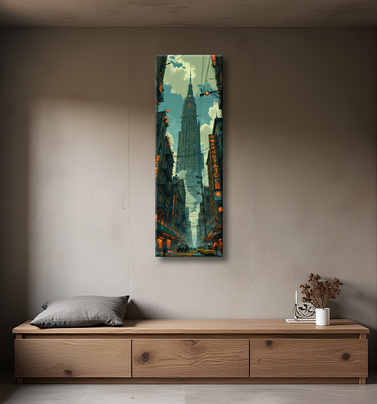 Tableau New York futriste, version SF avec decor