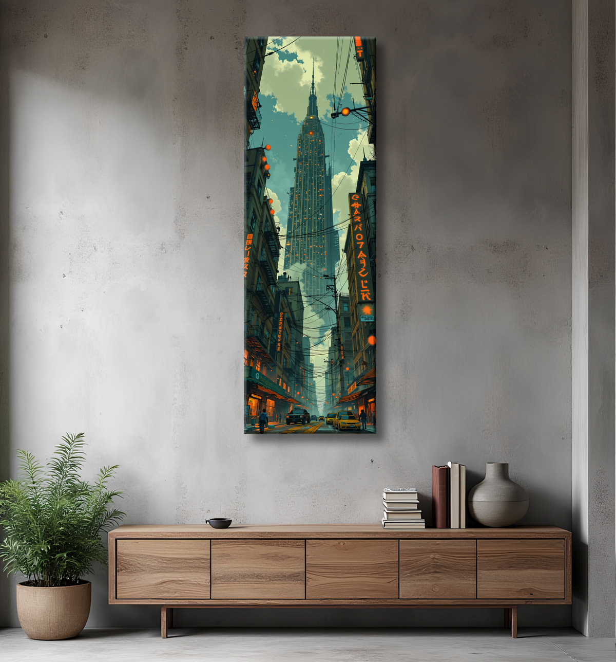 Tableau New York futriste, version SF avec decor