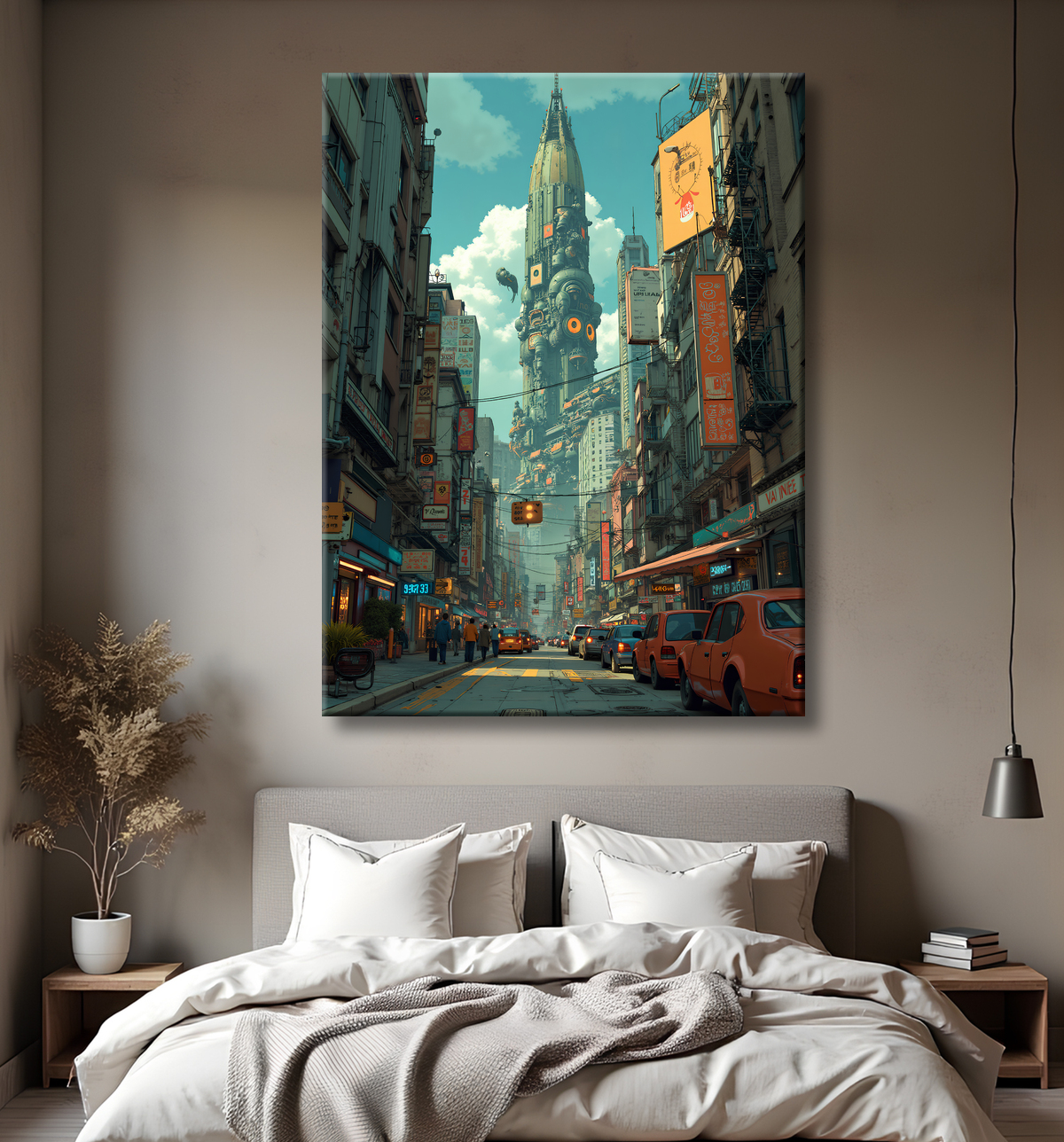 Tableau New York futriste, version SF avec decor