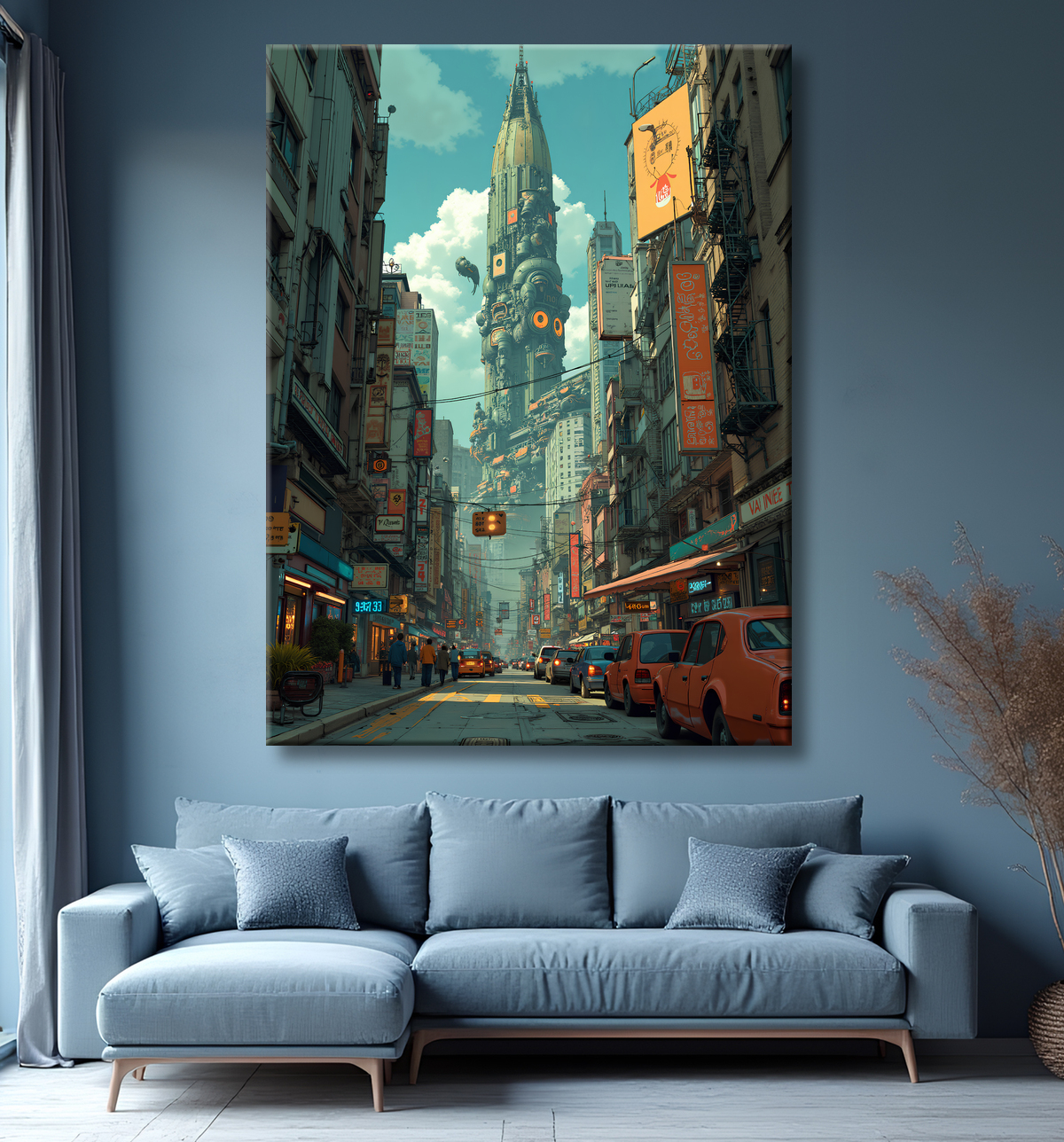 Tableau New York futriste, version SF avec decor