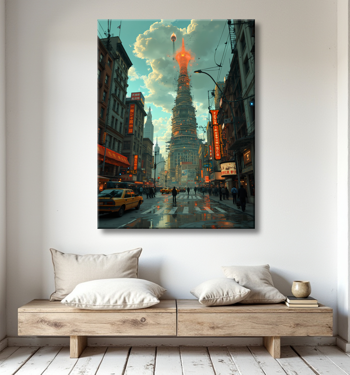 Tableau New York futriste, version SF avec decor