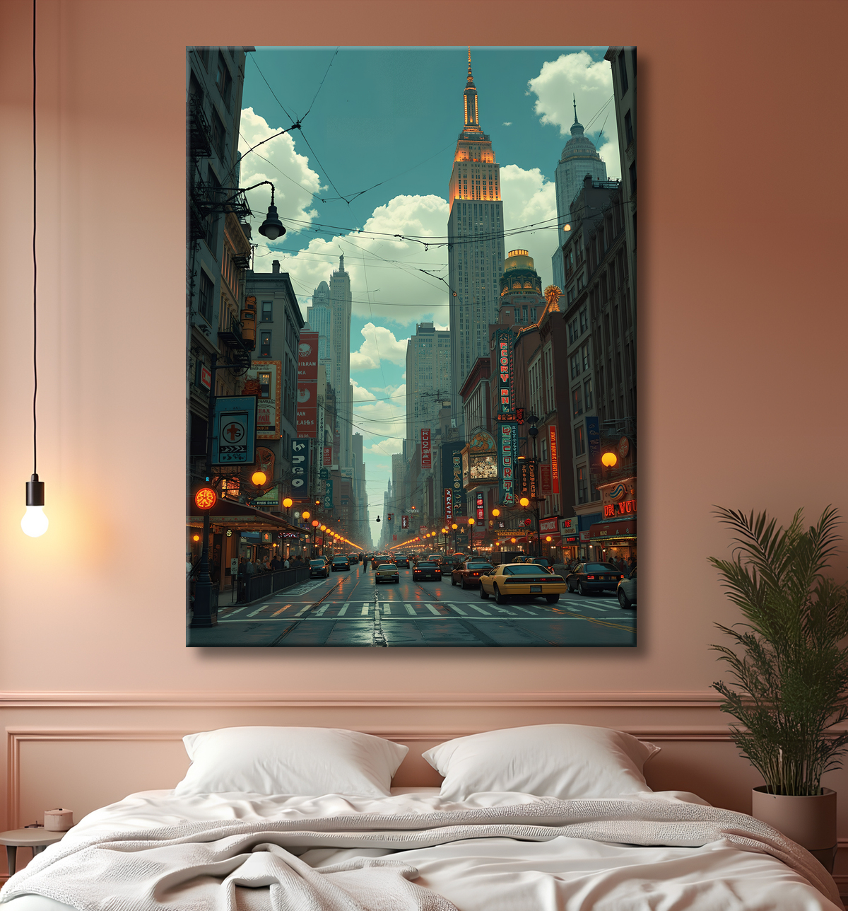 Tableau New York futriste, version SF avec decor