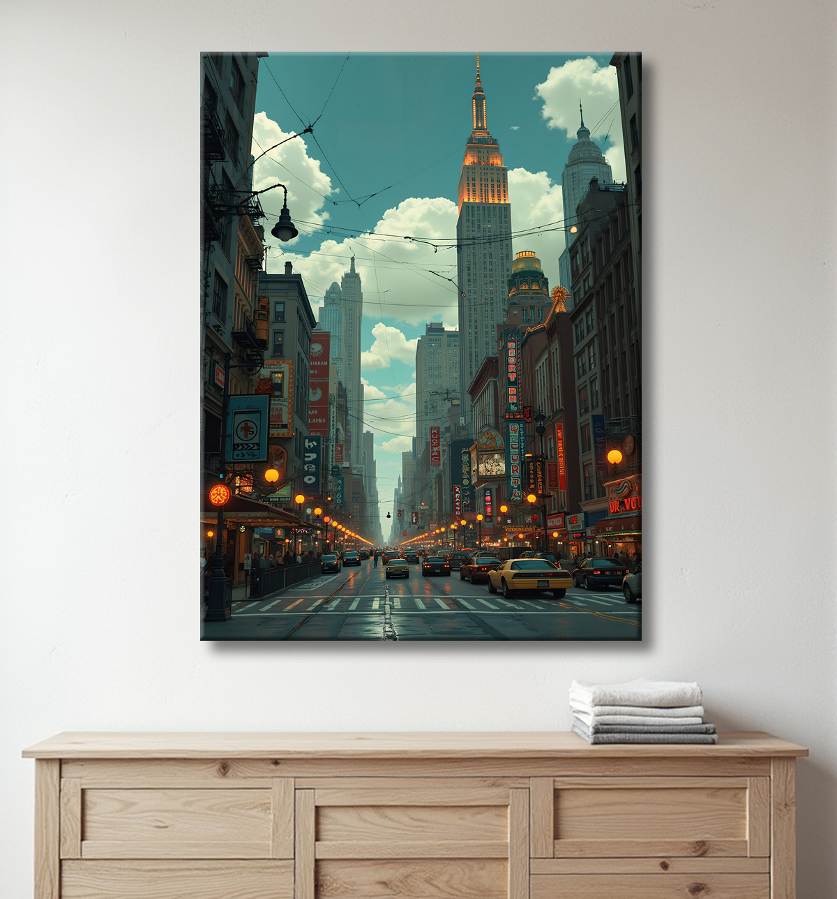 Tableau New York futriste, version SF avec decor