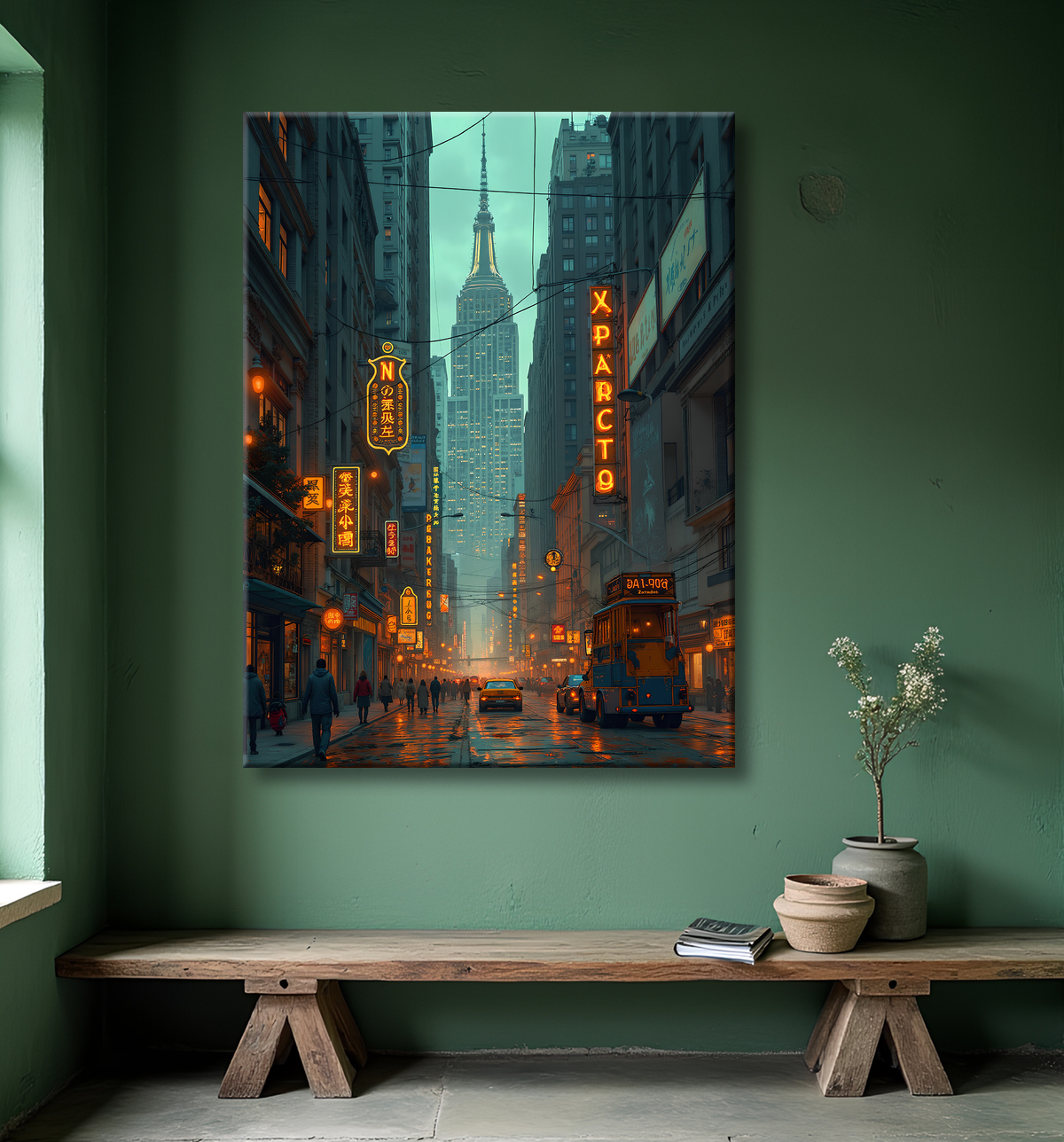 Tableau New York futriste, version SF avec decor