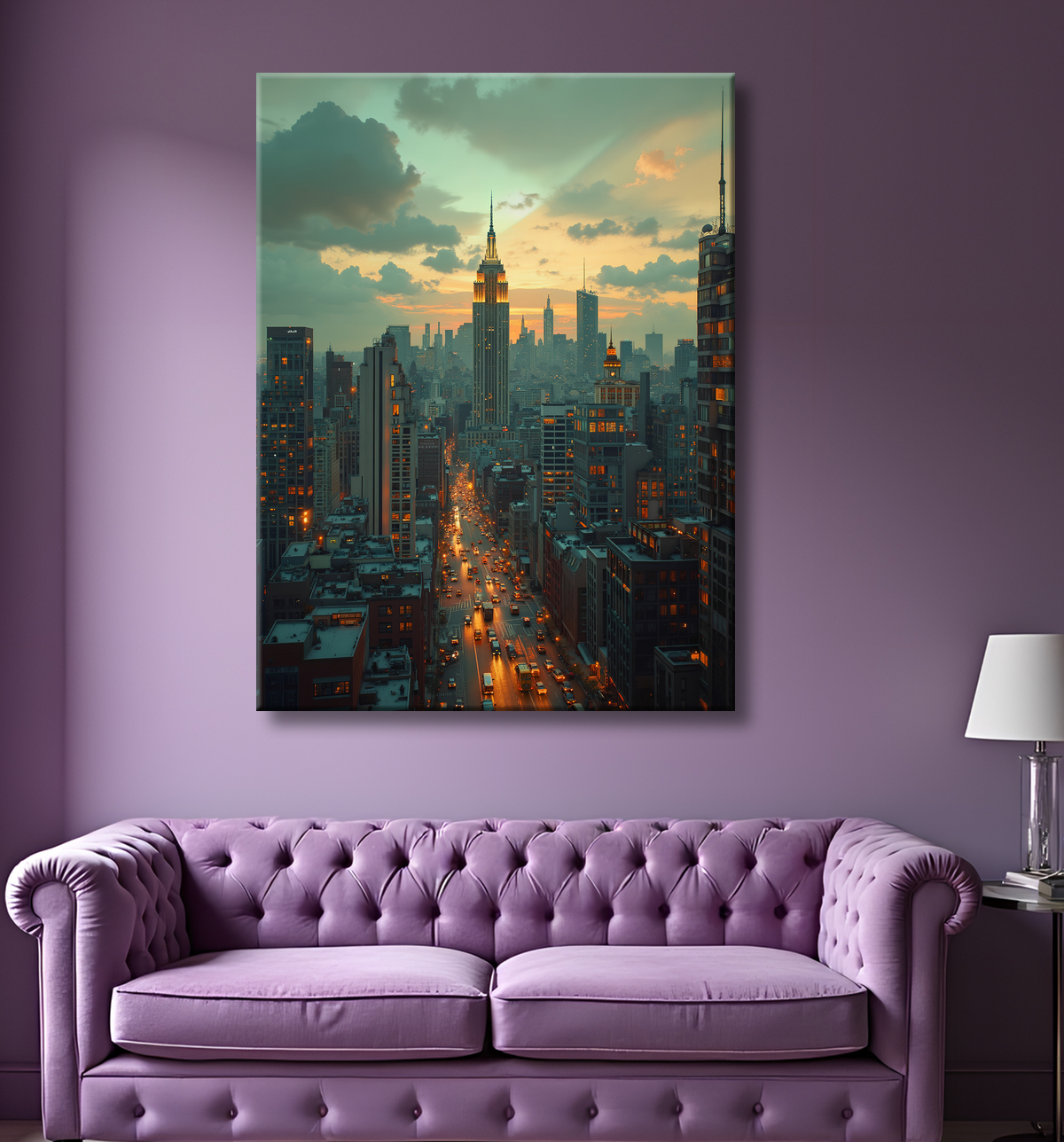 Tableau New York futriste, version SF avec decor