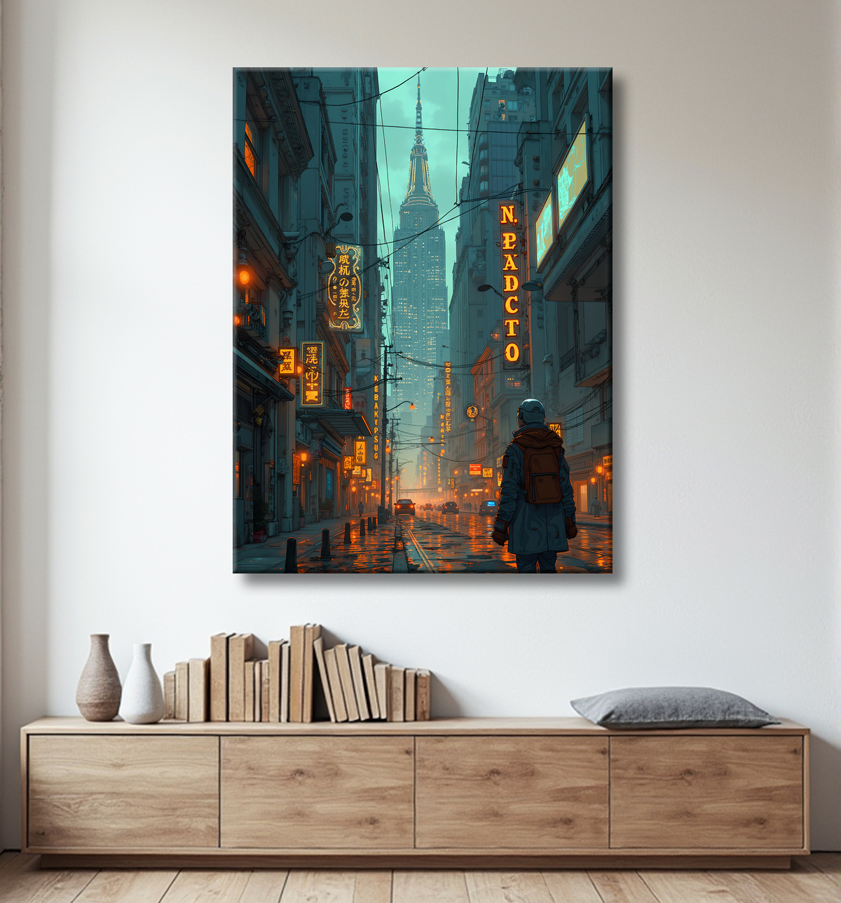 Tableau New York futriste, version SF avec decor