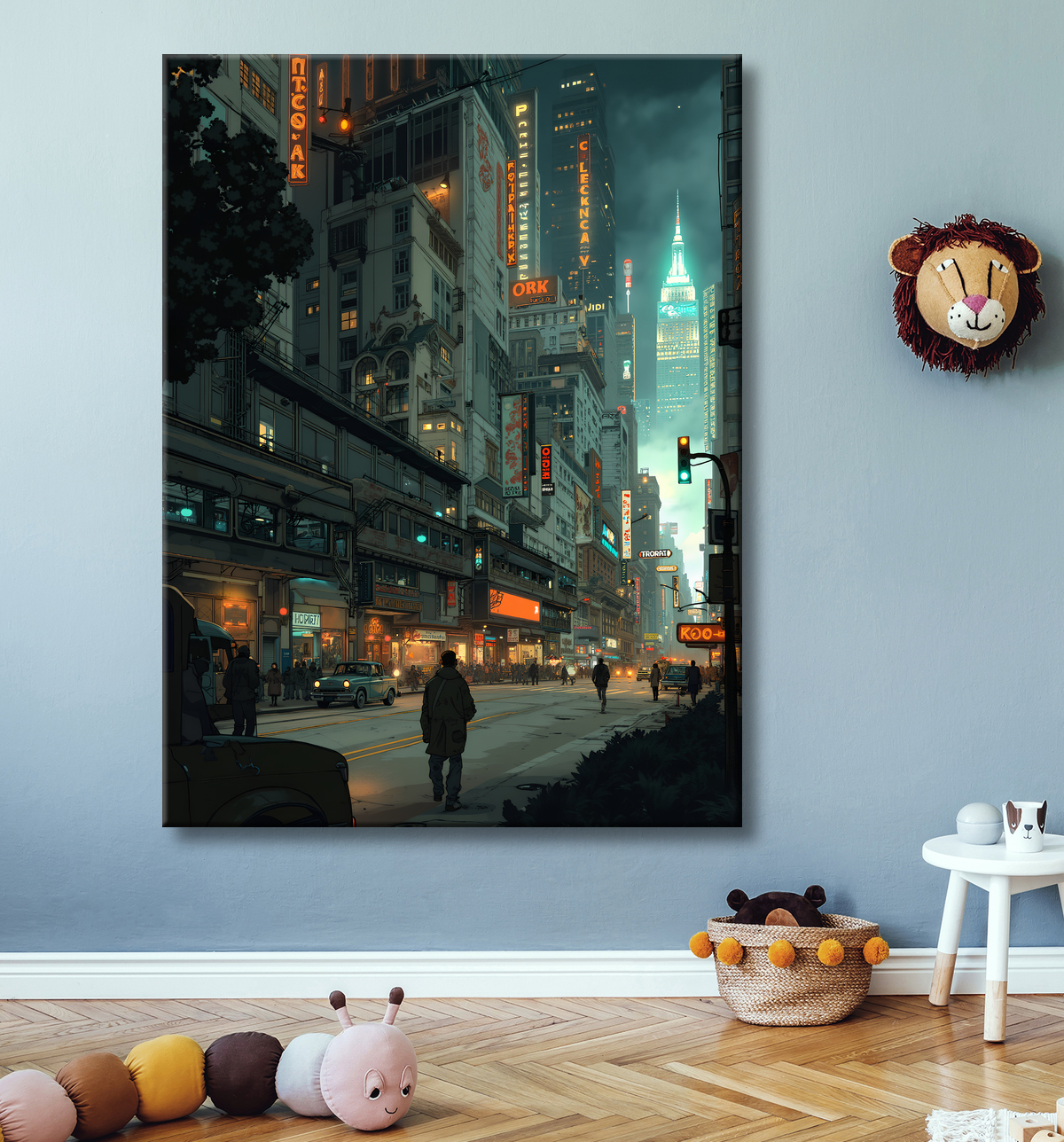 Tableau New York futriste, version SF avec decor