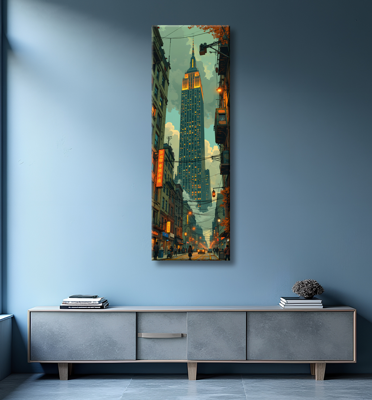 Tableau New York futriste, version SF avec decor