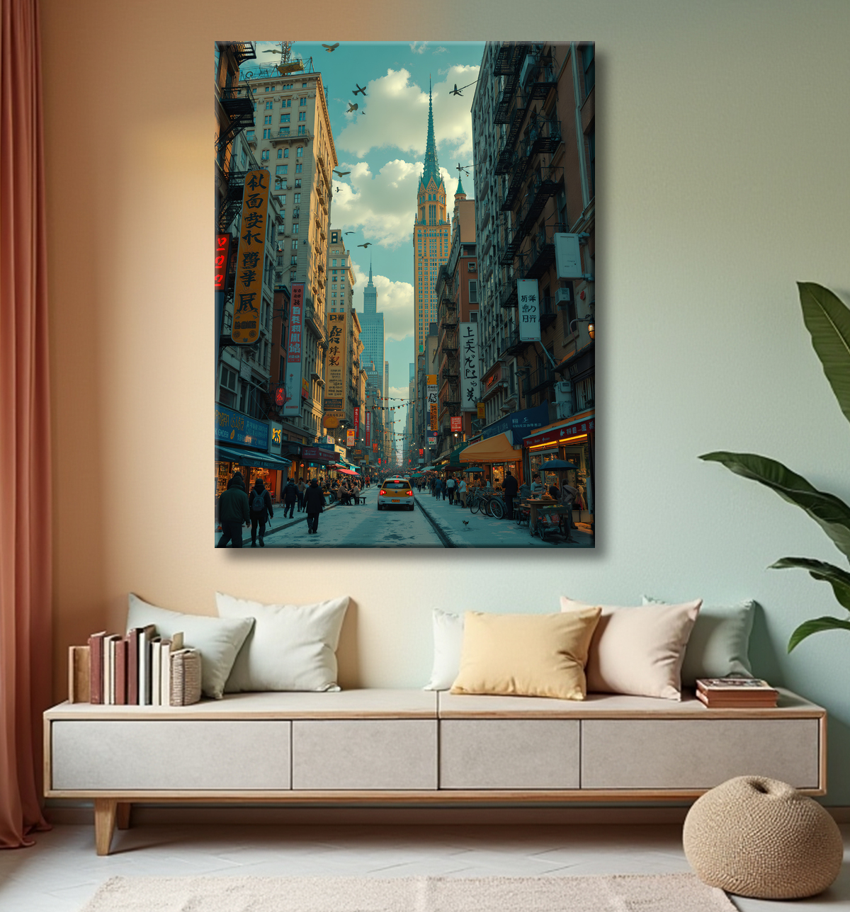 Tableau New York futriste, version SF avec decor