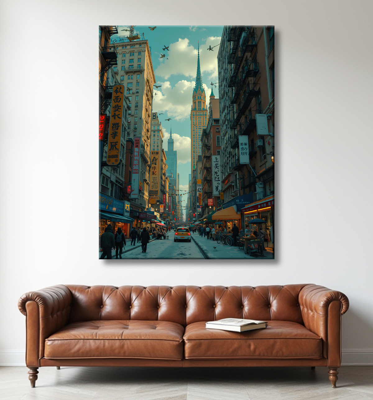 Tableau New York futriste, version SF avec decor