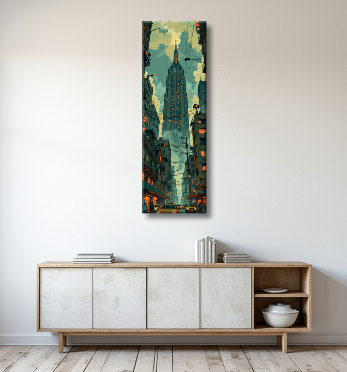 Tableau New York futriste, version SF avec decor