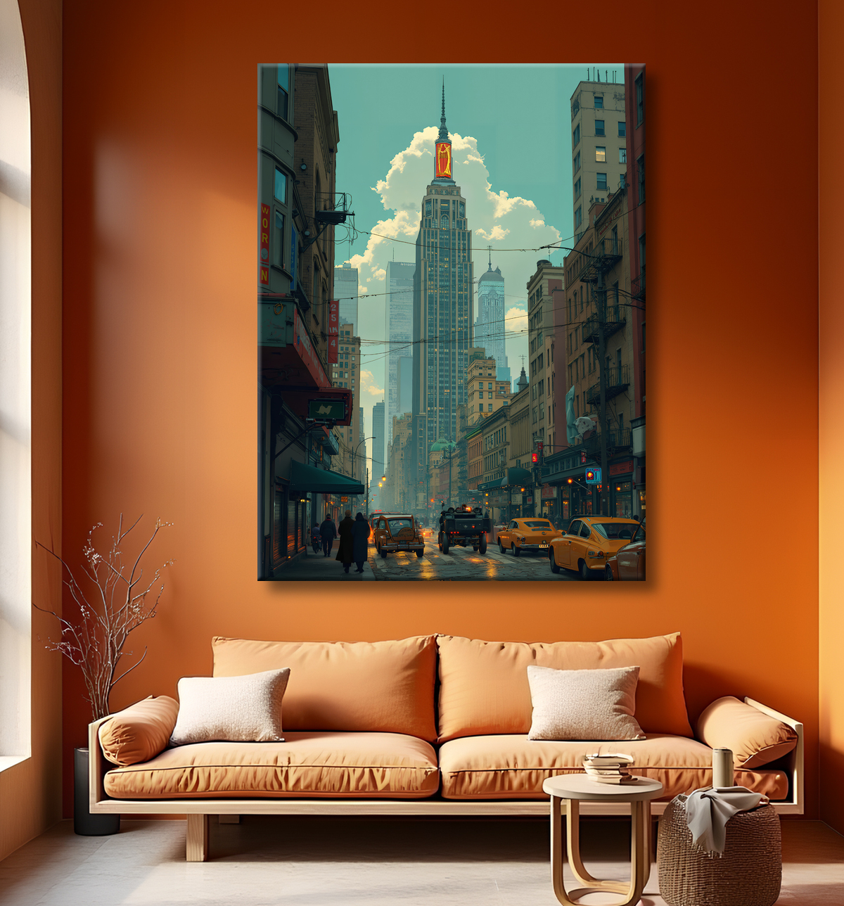 Tableau New York futriste, version SF avec decor