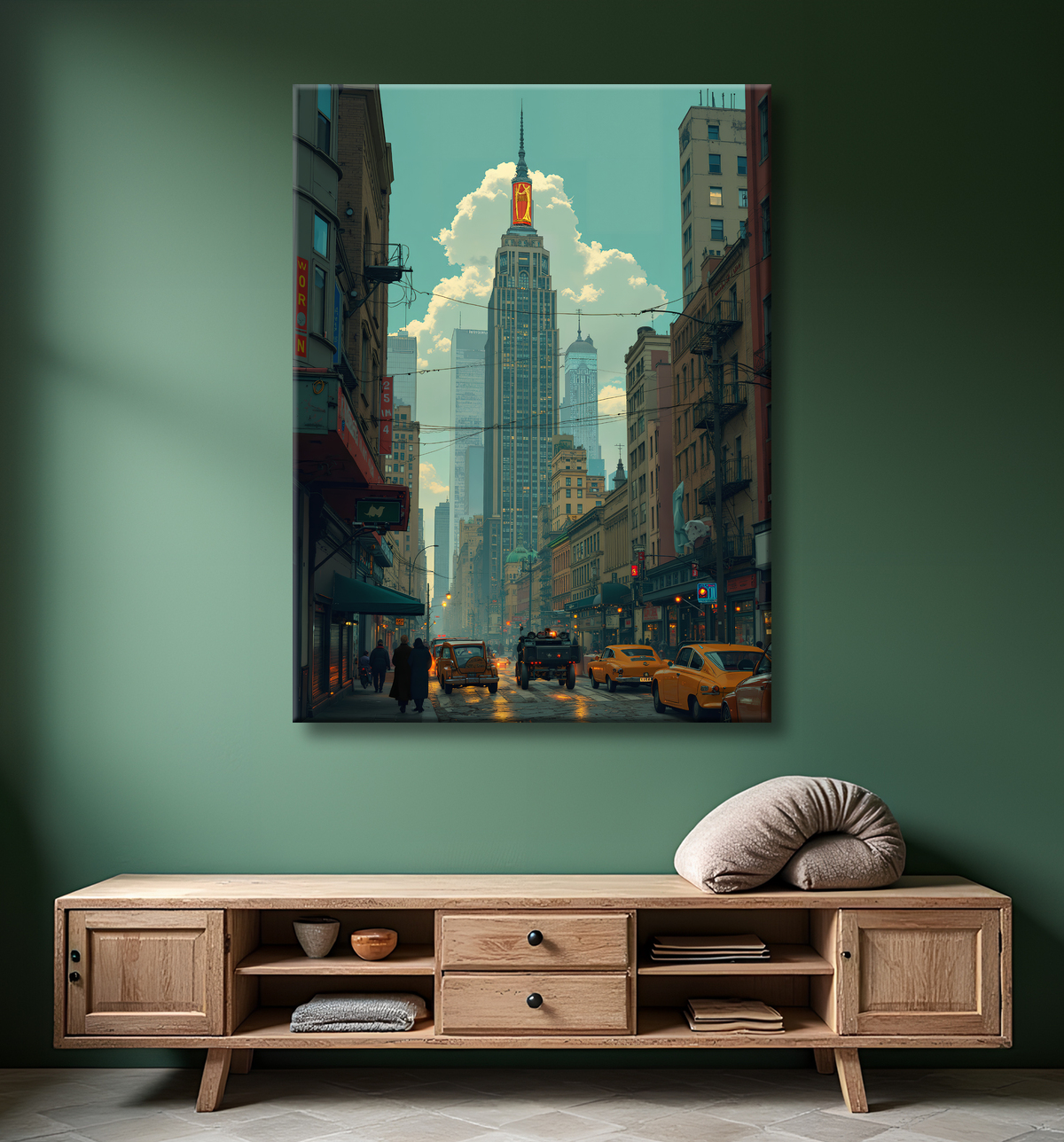 Tableau New York futriste, version SF avec decor