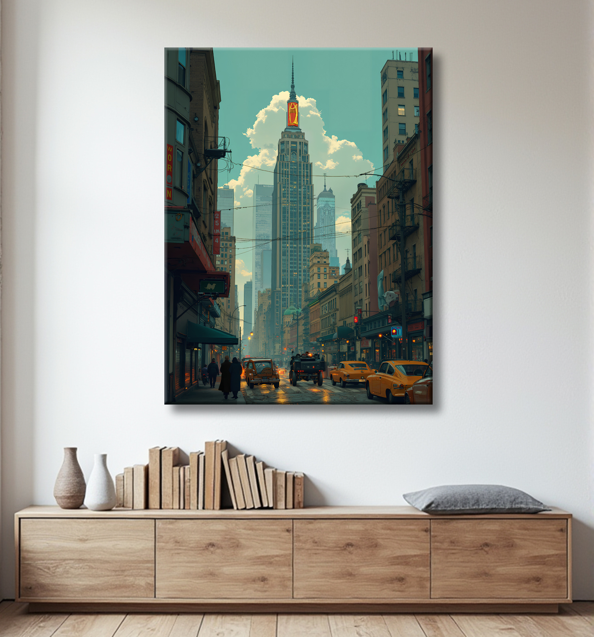 Tableau New York futriste, version SF avec decor