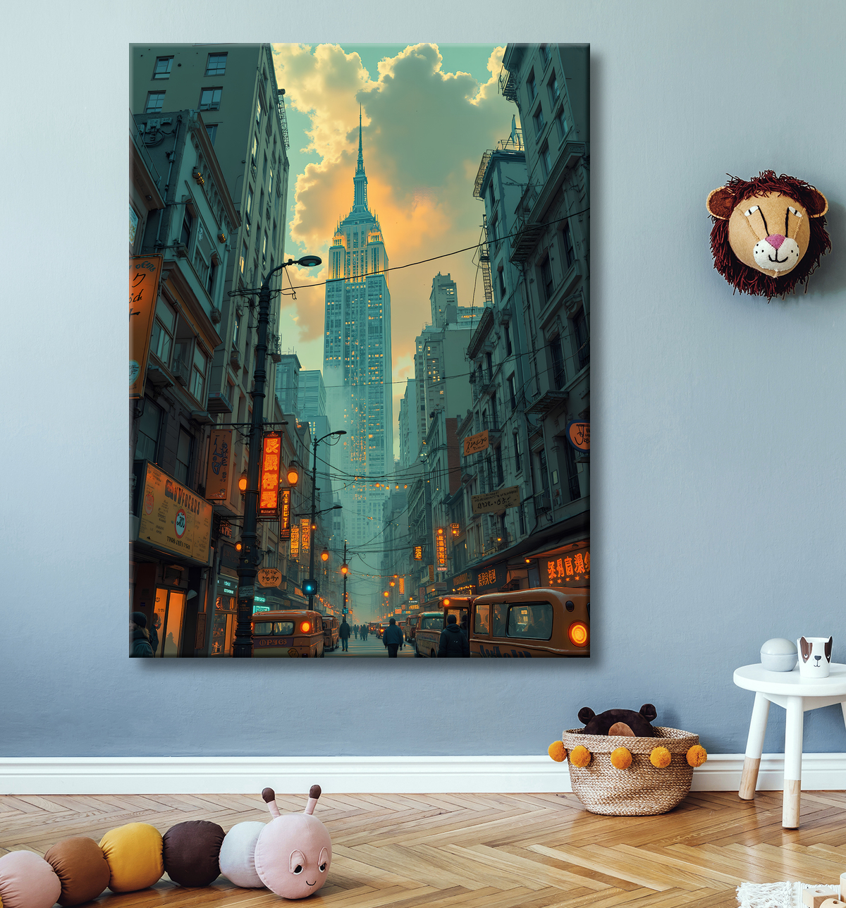 Tableau New York futriste, version SF avec decor