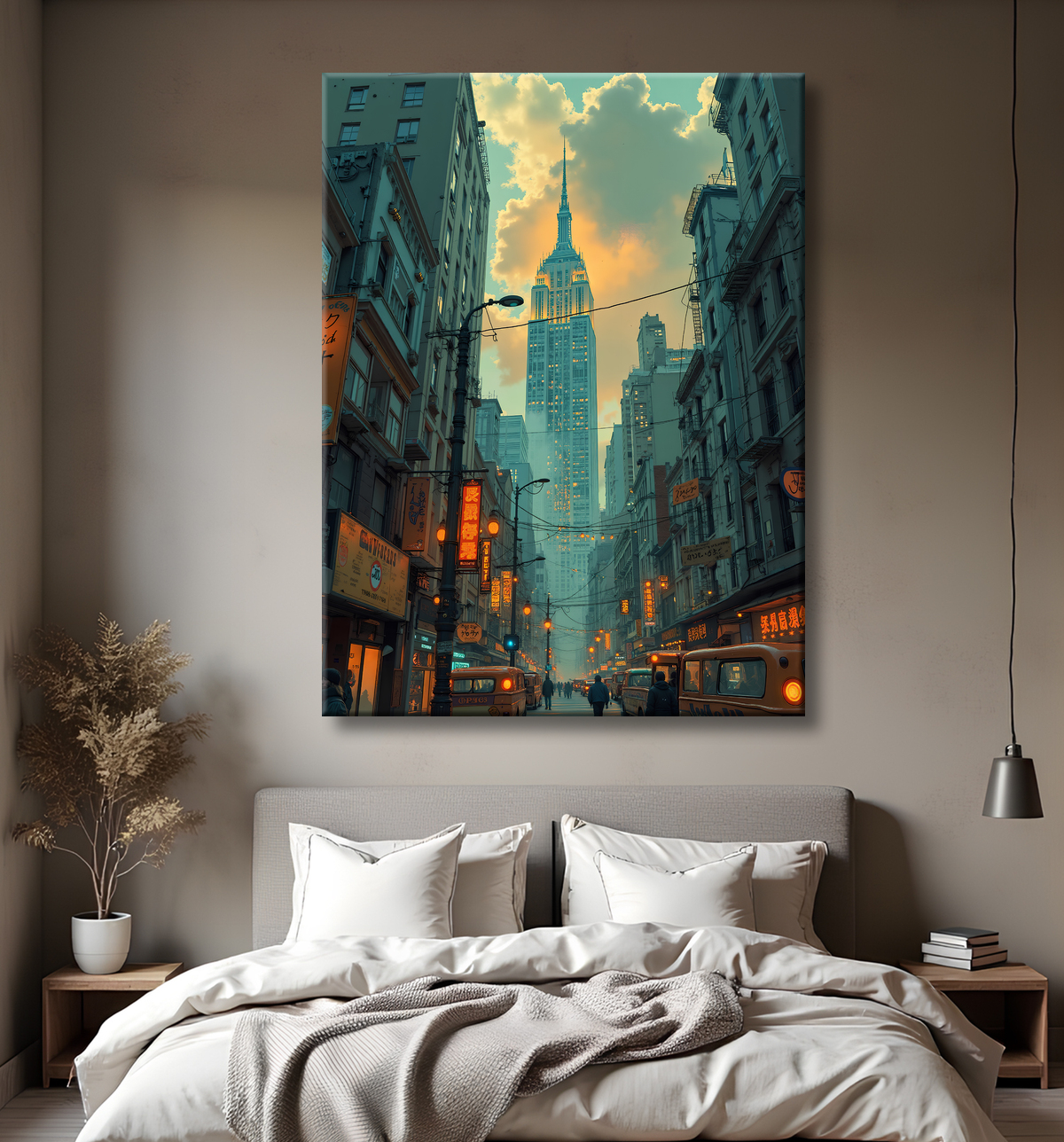 Tableau New York futriste, version SF avec decor