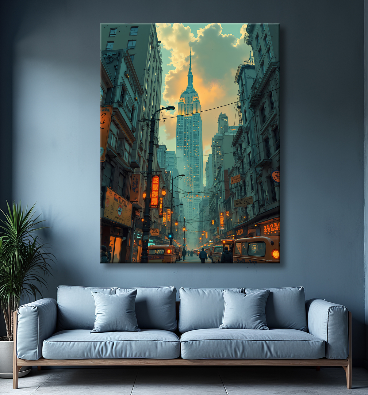 Tableau New York futriste, version SF avec decor