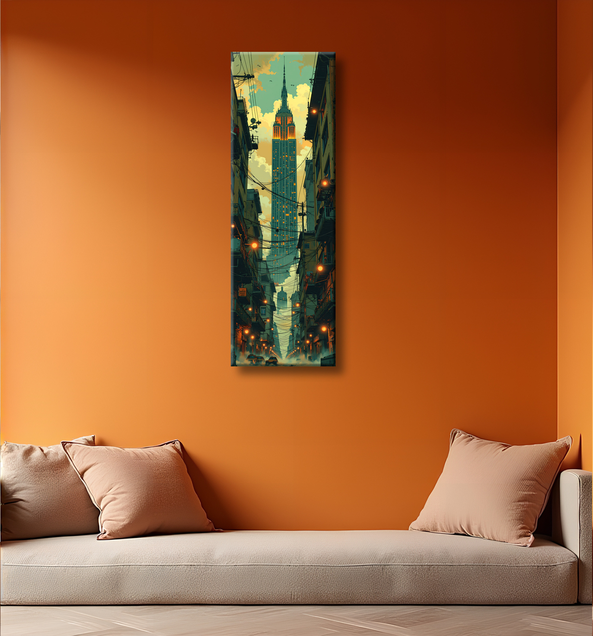 Tableau New York futriste, version SF avec decor