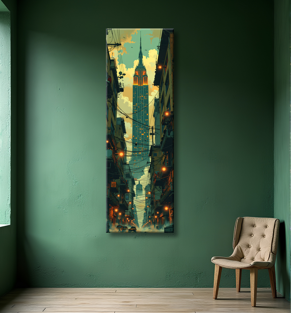 Tableau New York futriste, version SF avec decor