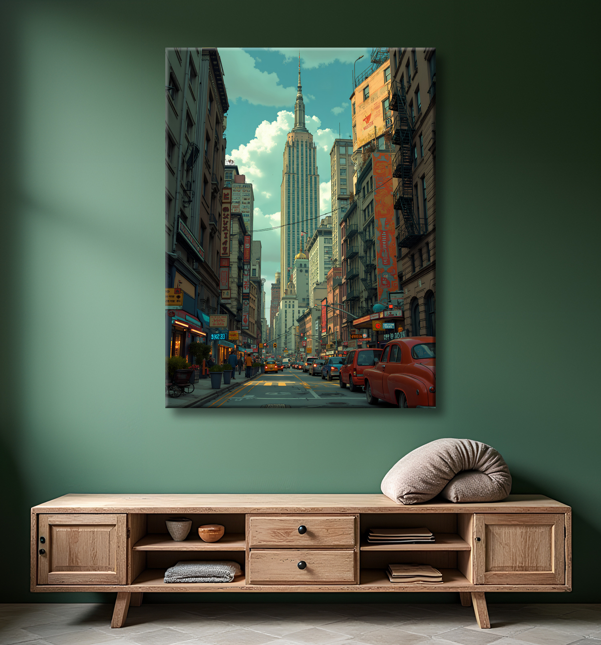 Tableau New York futriste, version SF avec decor