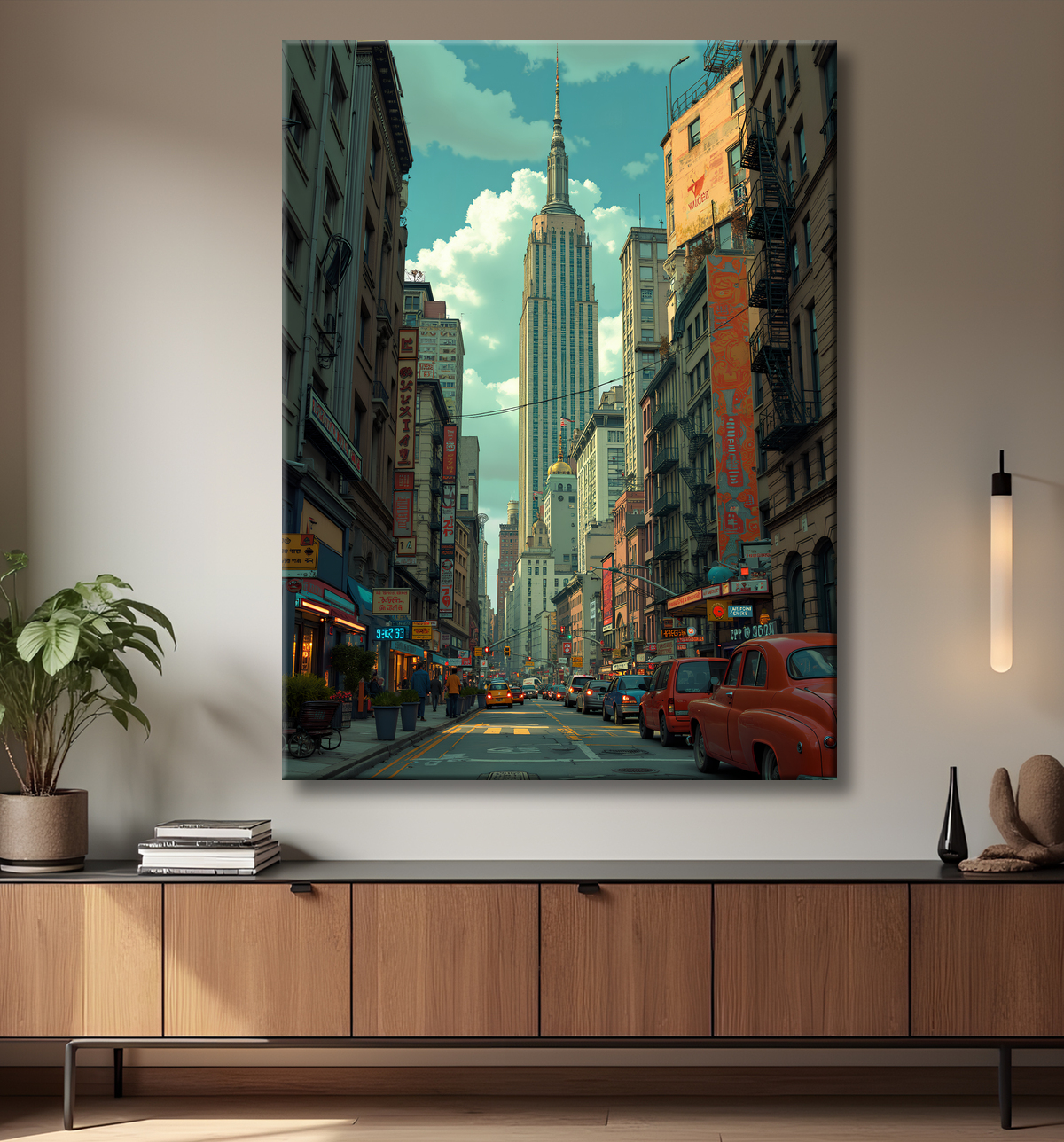 Tableau New York futriste, version SF avec decor