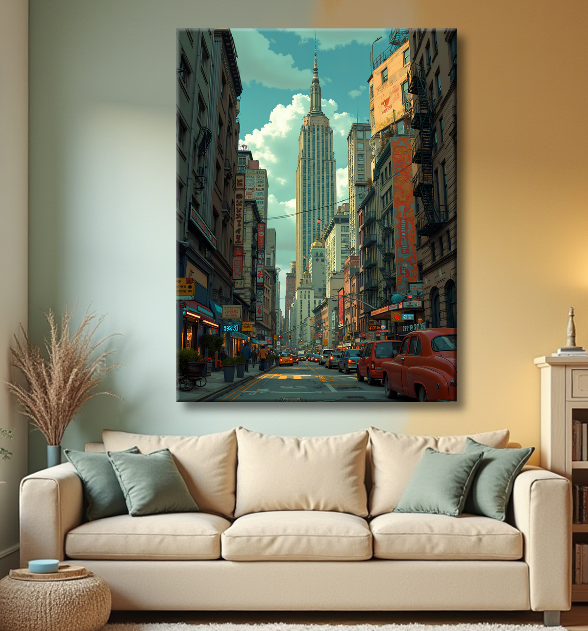 Tableau New York futriste, version SF avec decor