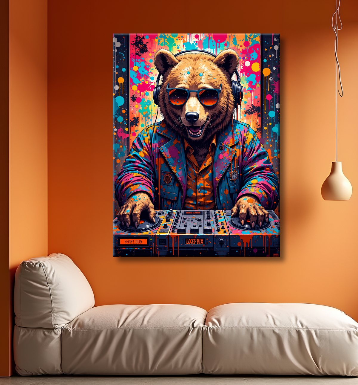 Tableau ours graffiti - Art urbain coloré et percutant avec decor