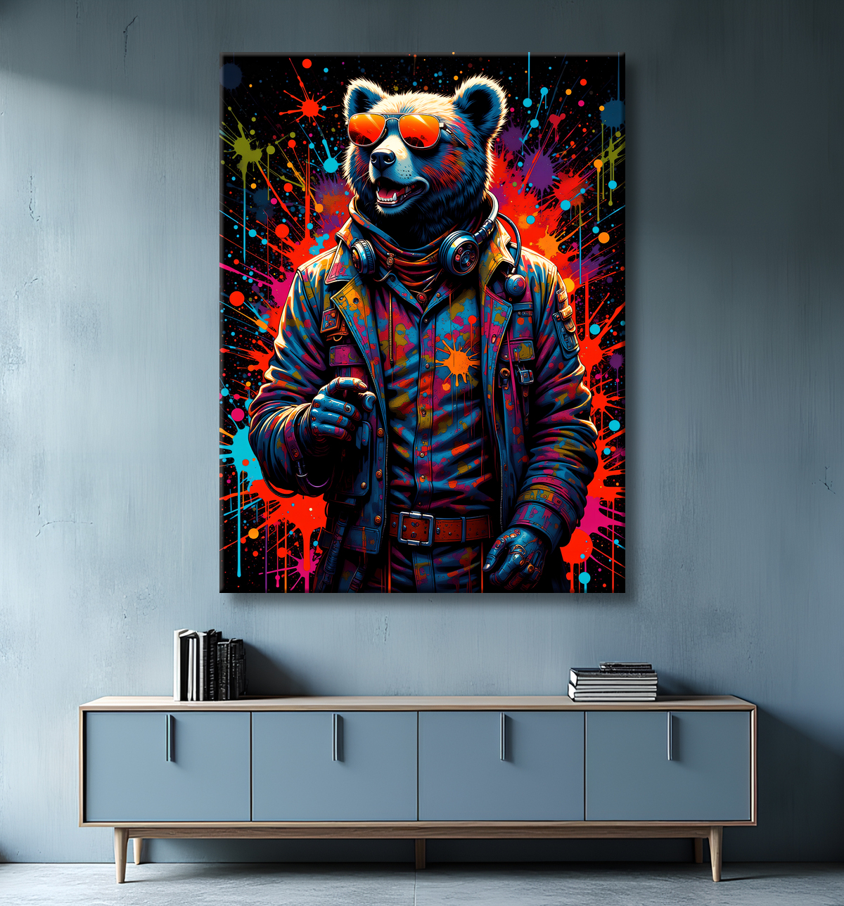 Tableau ours graffiti - Art urbain coloré et percutant avec decor