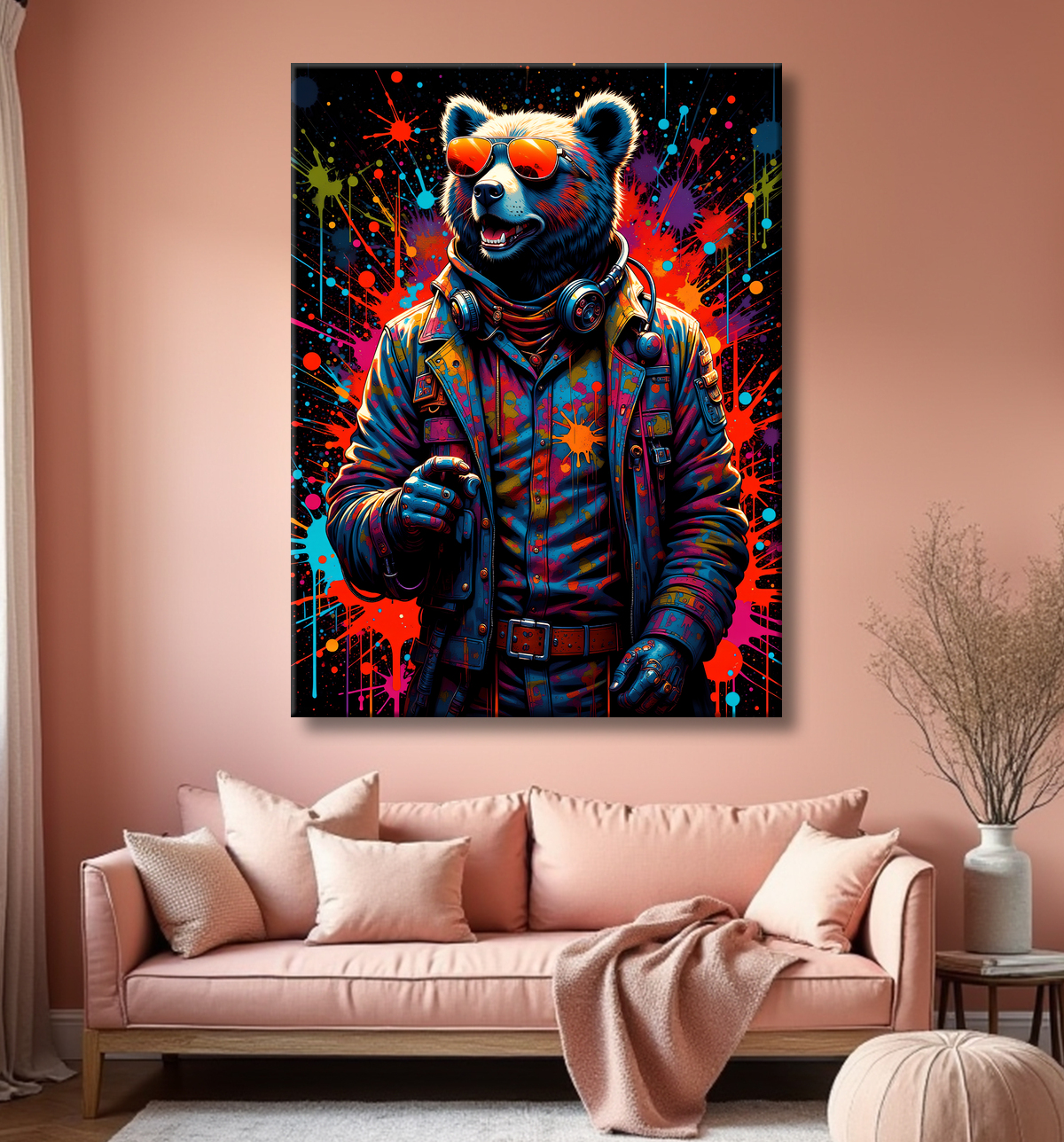 Tableau ours graffiti - Art urbain coloré et percutant avec decor