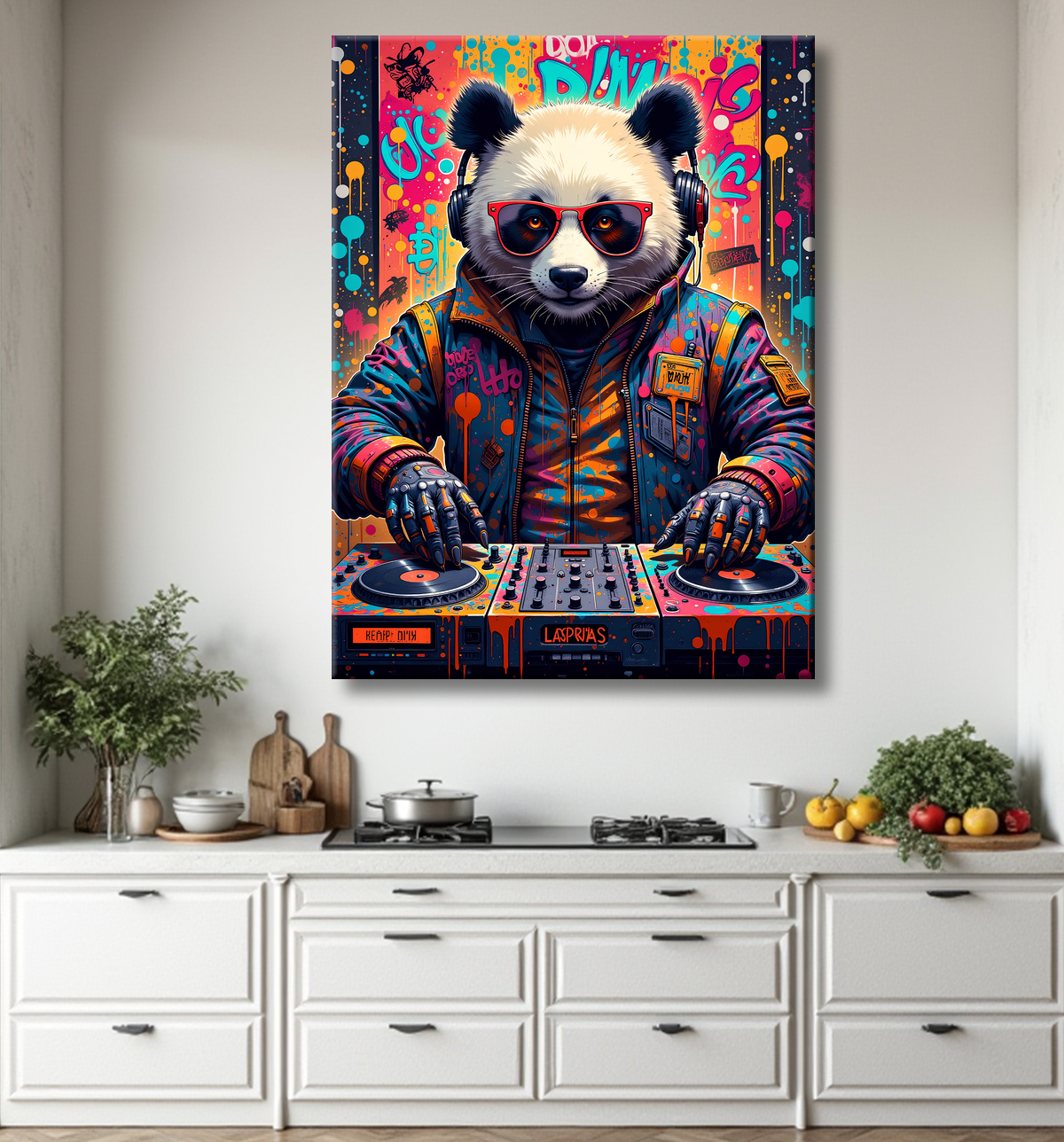 Tableau panda graffiti - Art mural coloré et surprenant avec decor
