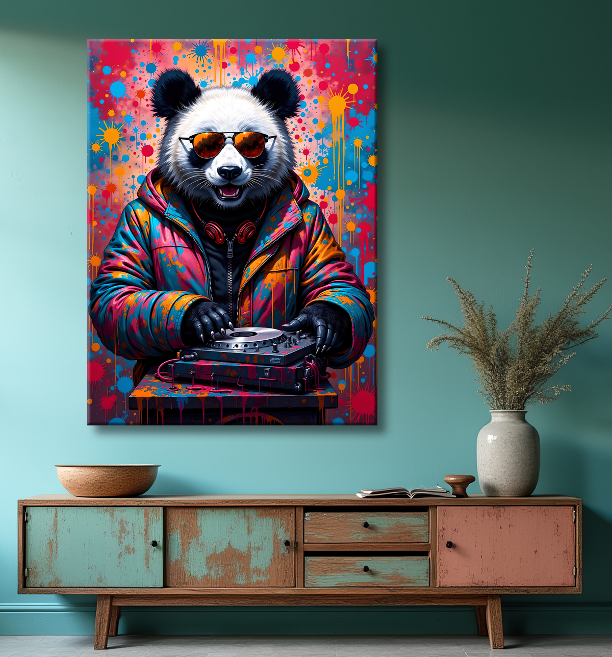 Tableau panda graffiti - Art mural coloré et surprenant avec decor