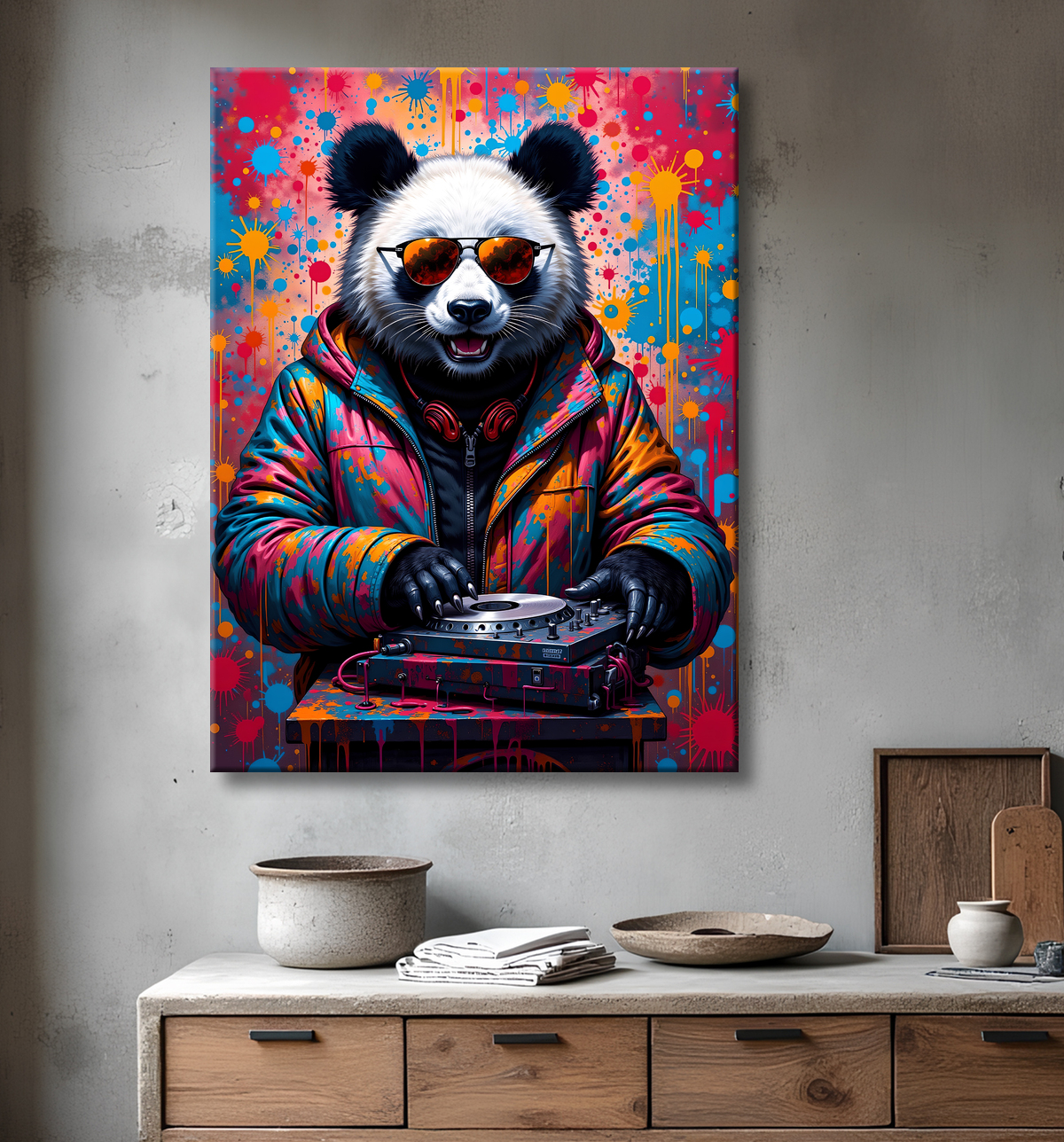 Tableau panda graffiti - Art mural coloré et surprenant avec decor